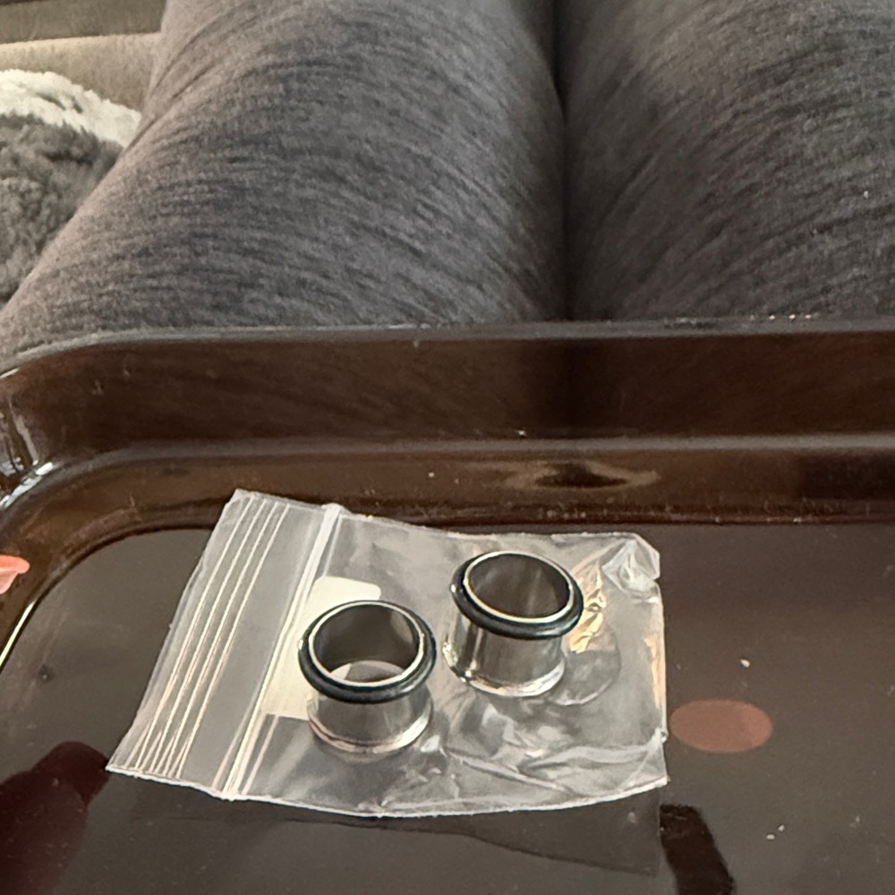 Silver and Black Tunnel Plugs